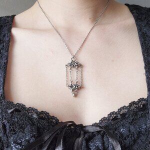 Gothic cage necklace with a small silver chain ✦ handmade chainmaille jewelry ✦